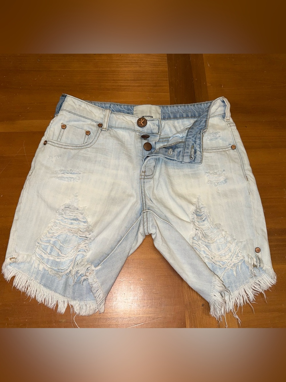 One Teaspoon Denim Jean Distressed High Rise Shorts 24 Summer Casual Chic Beachy
